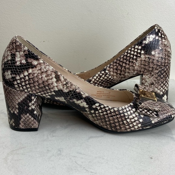 Cole Haan Tali Bow Pumps Reptile Leather Contemporary Heels - Picture 10 of 11